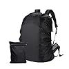 Rain Cover for Backpack Full Waterproof & Dustproof, Upto Bag Rain Cover with Elastic Fixing Buckle & Small Storage Pouch, Laptop Bag Cover for Trekking Travel College Office, Black
