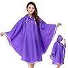 HACER EVA Raincoat Poncho 160 GSM with Adjustable Hood Full Sleeves Knee Length Universal Size Water Resistant Outdoor Rainwear for Women Camping Trekking Hiking (Pack of 1, Purple)