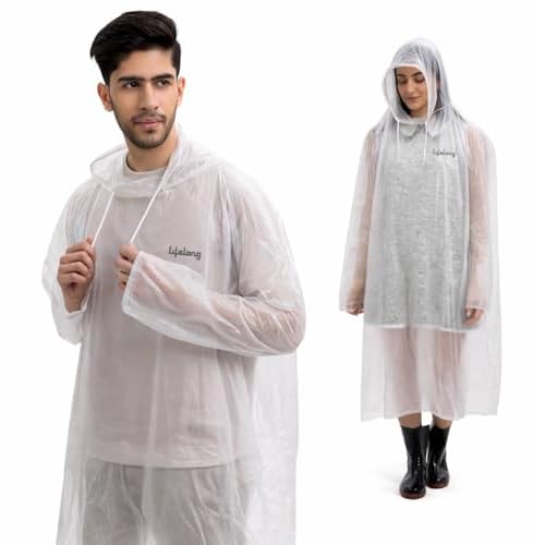 Lifelong Waterproof Unisex Rain Coat Hooded Full Sleeves Outdoor Men, Women, Boys & Girls Rainwear Poncho Raincoat for Camping, Hiking & Travelling (1Pc)