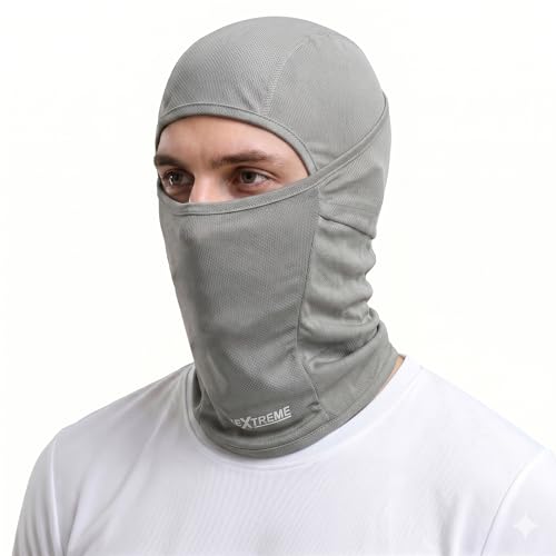 Allextreme Dryfit Full Face Mask with Enhanced UV Sun Wind & Dust Protection for Riding, Skiing, Cycling & Hiking | 9-in-1 Balaclava Helmet Liner Anti-Pollution Bandana for Men & Women Riders (Grey)