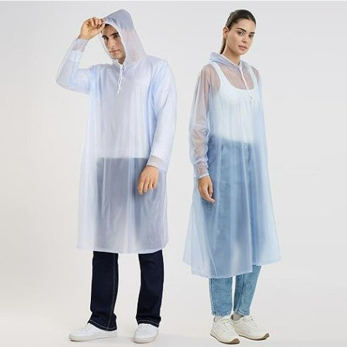 ZEEL Unisex Outdoor Rain Poncho for Adult, Waterproof, Lightweight & Packable, Polyester Pullover Full Sleeves Hooded Rainwear, Poncho for Camping, Hiking, Travelling (EQRT101_AZ30, Free Size)