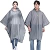 HACER EVA Raincoat Poncho 70 GSM with Adjustable Hood Full Sleeves Knee Length Unisex Universal Size Water Resistant Outdoor Rainwear for Camping Trekking Hiking Men and Women (Pack of 1, Grey)