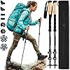 Trekking Poles Collapsible, Lightweight, Shock-Absorbent, Hiking, Walking & Running Sticks with Natural Cork Grips, Quick Locks, 4 Season/All Terrain Accessories (Black,1 Pair)