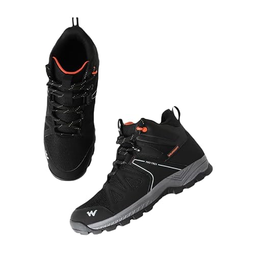 Wildcraft Water Repellent Trekking Shoes for Men | Hiking Shoes for Men for Outdoor | High Ankle Shoes | Anti Skid Boot | High Neck | EVA Insole | Black