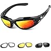 Polarized Motorcycle Riding Goggles - Windproof Cycling Glasses UV400 Outdoor Sports Sunglasses with Interchangeable Lenses for Running, Driving, Mountain Bike, Hiking, Black