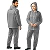 HACER EVA Rainsuit Set 75 GSM with Adjustable Hood Full Sleeves Lightweight Raincoat with Pants Water Resistant Outdoor Travel Rainwear Men & Women for Camping Trekking Hiking (Pack of 1, Grey)