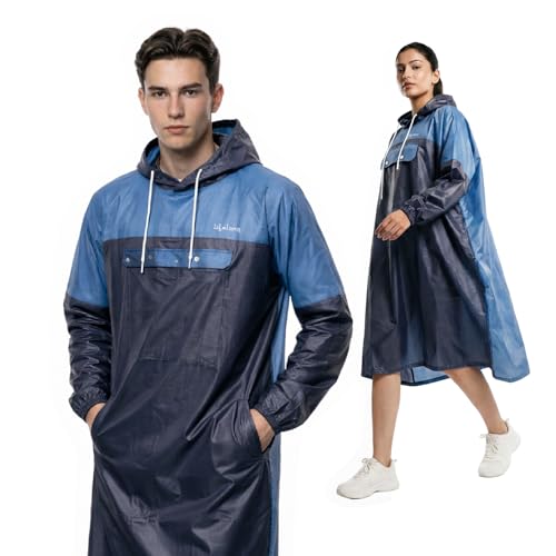 Lifelong Waterproof Unisex Rain Coat Hooded Full Sleeves Outdoor Men, Women, Boys & Girls Rainwear Poncho Raincoat for Camping, Hiking & Travelling (1Pc)