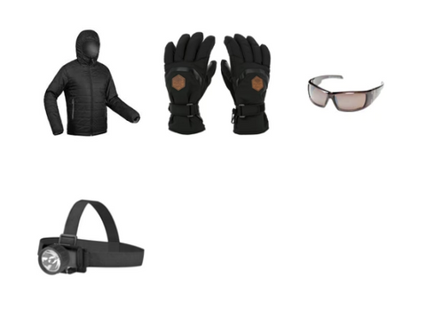 Combo-19 | Mens Down Jacket | Goggles | Waterproof Gloves | Headlamp