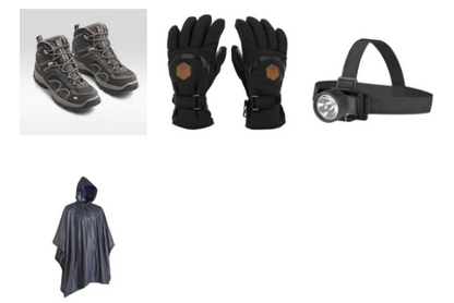 Combo 3| Mens Shoe | Gloves | Headlamp | Poncho
