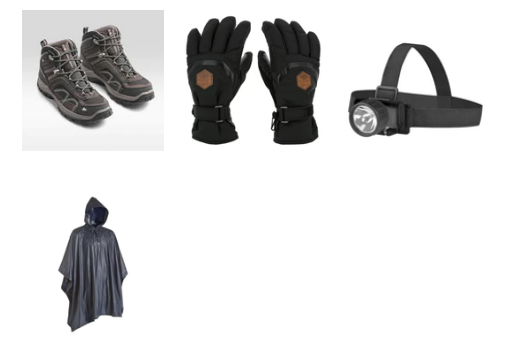Combo 3| Mens Shoe|Gloves|Headlamp|Poncho