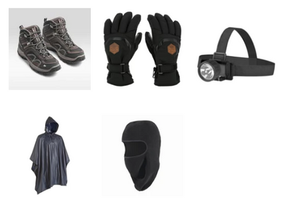 Combo 4 | Mens Shoe | Gloves | Headlamp | Poncho | Balaclava