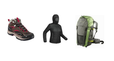 Combo-12| Womens Shoe | Down Jacket | 60 Litre Bag