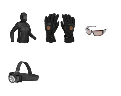 Combo-19 | Womens Down Jacket | Goggles | Waterproof Gloves | Headlamp