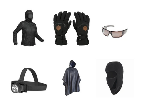 Combo-21 | Womens Down Jacket | Goggles | Waterproof Gloves | Headlamp | Poncho | Balaclava
