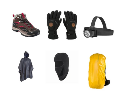 Combo 5 | Womens Shoe | Gloves | Headlamp | Poncho | Balaclava | Backpack cover